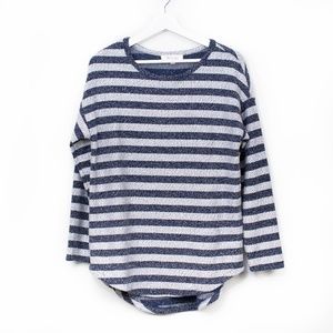 Two by Vince Camuto Blue Striped Knit Sweater S